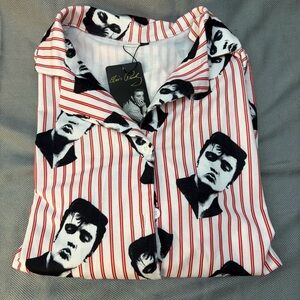 NWT Elvis Presley print women’s button-down sleep shirt size medium